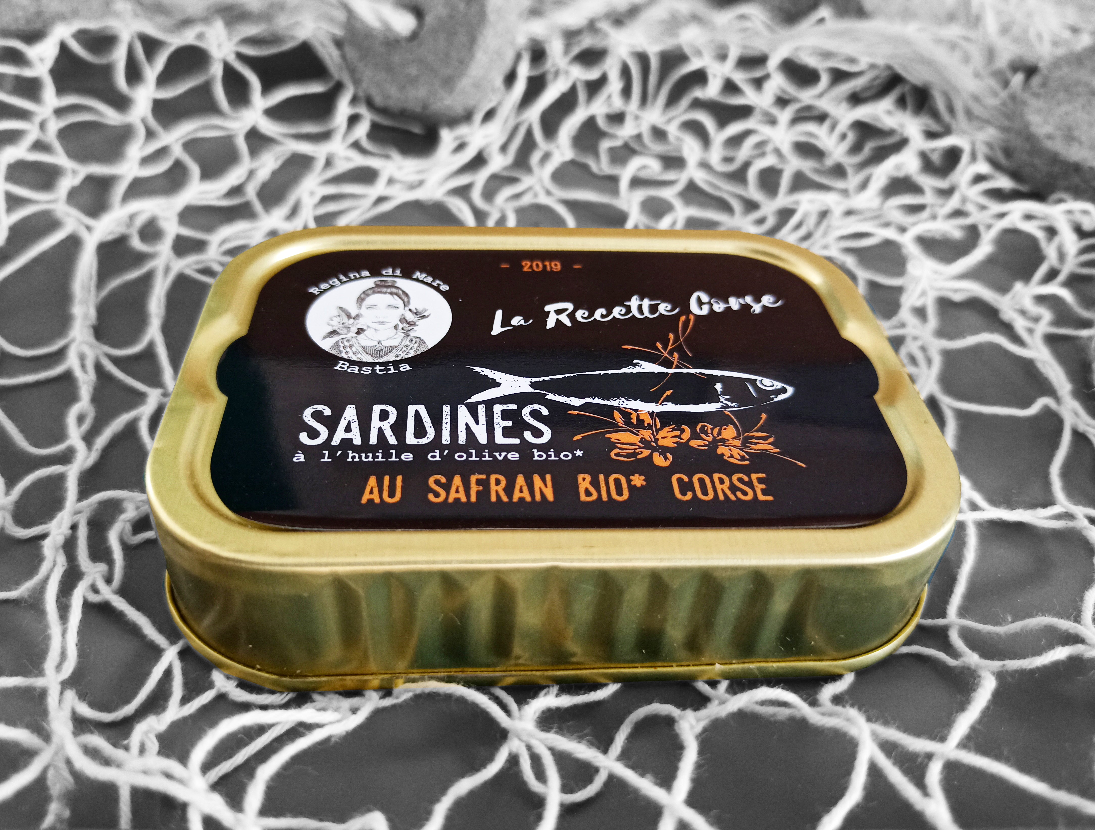egina di Mare Sardinen in nativem Olivenöl und korsischem Bio Safran aus Korsika